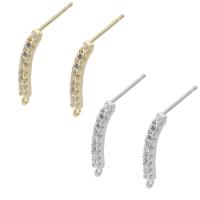 Brass Earring Stud Component, plated, fashion jewelry & DIY & micro pave cubic zirconia 