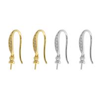 Brass Hook Earwire, gold color plated, fashion jewelry & DIY & micro pave cubic zirconia 19mm 