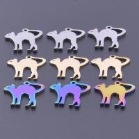 Stainless Steel Animal Pendants, 304 Stainless Steel, Cat, Vacuum Ion Plating, DIY 