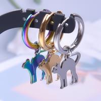 Huggie Hoop Drop Earring, Нержавеющая сталь 304, Кошка, вакуумное ионное покрытие, Женский, Много цветов для выбора продается Пара