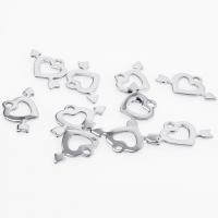 Stainless Steel Heart Pendants, 304 Stainless Steel, Vacuum Ion Plating, DIY & hollow 