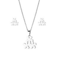 Fashion Stainless Steel Jewelry Sets, 304 Stainless Steel, Stud Earring & necklace, 2 pieces & fashion jewelry & for woman, silver color Approx 17.72 Inch 