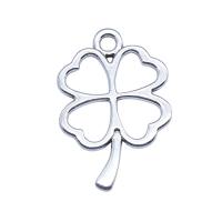 Zinc Alloy Clover Pendant, Four Leaf Clover, antique silver color plated, DIY & hollow 