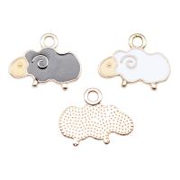 Zinc Alloy Enamel Pendants, Sheep, gold color plated, DIY 