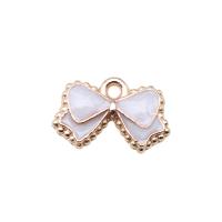 Zinc Alloy Enamel Pendants, Bowknot, gold color plated, DIY 