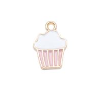 Zinc Alloy Enamel Pendants, Cake, gold color plated, DIY 