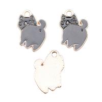 Zinc Alloy Enamel Pendants, Cat, gold color plated, DIY, grey 