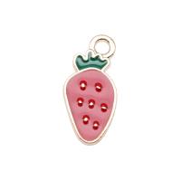 Zinc Alloy Enamel Pendants, Strawberry, gold color plated, DIY 