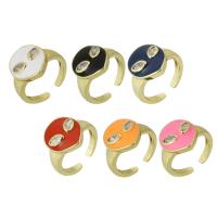 Zircon pavent l'anneau en laiton de doigt, Placage de couleur d'or, bijoux de mode & pavé de micro zircon & pour femme & émail, plus de couleurs à choisir, 15mm Vendu par PC