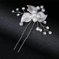 Hair Stick, Zinc Alloy, with Plastic Pearl, fashion jewelry & for woman & with rhinestone 