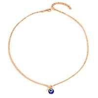 Collier Evil Eye bijoux, alliage de zinc, avec 5cm chaînes de rallonge, Rond, Placage, motif de mauvais œil & pour femme, plus de couleurs à choisir cm, Vendu par PC