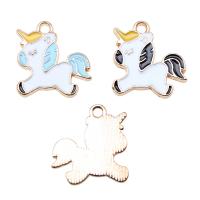 Zinc Alloy Enamel Pendants, Unicorn, KC gold color plated, DIY 