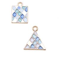 Zinc Alloy Enamel Pendants, Geometrical Pattern, KC gold color plated & DIY 