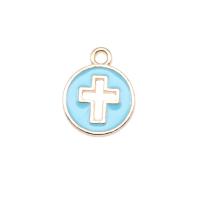 Zinc Alloy Enamel Pendants, Cross, KC gold color plated, DIY & hollow 