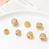 Cubic Zirconia Micro Pave Brass Beads, real gold plated, DIY & micro pave cubic zirconia, golden 