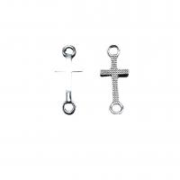 Zinc Alloy Charm Connector, Cross, antique silver color plated, vintage & DIY & 1/1 loop Approx 