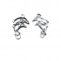 Animal Zinc Alloy Connector, Dolphin, antique silver color plated, vintage & DIY & 1/1 loop Approx 