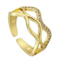 Cubic Zirconia Micro Pave Brass Finger Ring, gold color plated, fashion jewelry & micro pave cubic zirconia & for woman, US Ring 