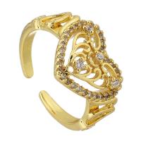 Cubic Zirconia Micro Pave Brass Finger Ring, gold color plated, fashion jewelry & micro pave cubic zirconia & for woman, US Ring 