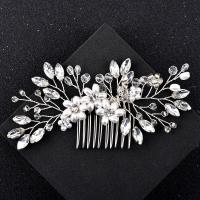 Decorative Hair Combs, Zinc Alloy, with Crystal & Plastic Pearl, fashion jewelry & for woman 