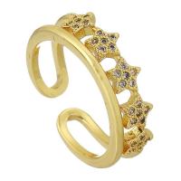 Cubic Zirconia Micro Pave Brass Finger Ring, gold color plated, fashion jewelry & micro pave cubic zirconia & for woman, US Ring 