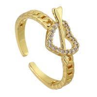 Cubic Zirconia Micro Pave Brass Finger Ring, gold color plated, fashion jewelry & micro pave cubic zirconia & for woman, US Ring .5 