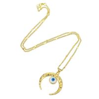 Evil Eye Jewelry Necklace, Brass, gold color plated, fashion jewelry & for woman & enamel, 28*30*3mm,2mm Approx 17 Inch 