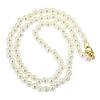 Collier de perles en plastique, laiton, avec perle de plastique, Placage de couleur d'or, bijoux de mode & pour femme, 4*5*5mm Environ 16 pouce, Vendu par PC