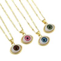 Collier Evil Eye bijoux, laiton, Placage de couleur d'or, bijoux de mode & pour femme & émail, plus de couleurs à choisir, 16*16*7mm,2mm Environ 19.5 pouce, Vendu par PC