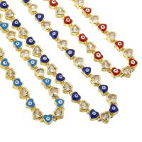 Collier Evil Eye bijoux, laiton, Placage de couleur d'or, bijoux de mode & pavé de micro zircon & pour femme & émail, plus de couleurs à choisir, 10*6.5*4mm Environ 19 pouce, Vendu par PC