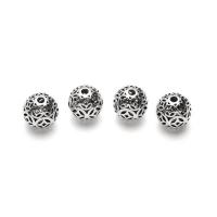 Sterling Silver Spacer Beads, 925 Sterling Silver, Round, Antique finish, DIY & hollow, 9.5mm Approx 1.7mm 