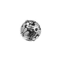 Sterling Silver Spacer Beads, 925 Sterling Silver, Antique finish, DIY & with flower pattern, 10mm Approx 0.8mm 