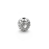 Sterling Silver Spacer Beads, 925 Sterling Silver, Round, Antique finish, DIY & with heart pattern Approx 1.8mm 