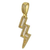 Befestigter Zirkonia Messing Anhänger, Leuchtzeichen, goldfarben plattiert, Modeschmuck & DIY & Micro pave Zirkonia, goldfarben, 14x36x2mm, verkauft von PC