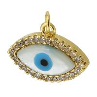 Mode-Evil Eye-Anhänger, Messing, blöser Blick, goldfarben plattiert, Modeschmuck & DIY & Micro pave Zirkonia & Emaille, zwei verschiedenfarbige, 17x12x4mm, Bohrung:ca. 3mm, verkauft von PC