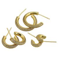 Cubic Zirconia Micro Pave Brass Earring, gold color plated, fashion jewelry & micro pave cubic zirconia & for woman, golden 