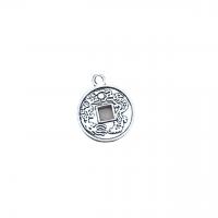 Zinc Alloy Jewelry Pendants, Flat Round, antique silver color plated, vintage & DIY & hollow Approx 