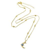 Collier Evil Eye bijoux, laiton, Placage de couleur d'or, bijoux de mode & pour femme & émail, 12*15.5*3mm,3*6*3mm,1mm Environ 19 pouce, Vendu par PC