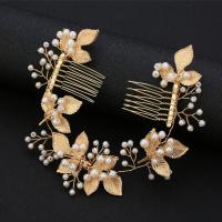 Decorative Hair Combs, Zinc Alloy, with Plastic Pearl, fashion jewelry & for woman 