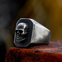 Anillo de dedo de acero Titanium de, Partículas de acero, Calavera, pulido, Vintage & diverso tamaño para la opción & para hombre, tamaño:7-13, Vendido por UD