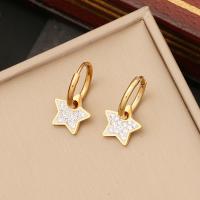 Huggie Hoop Drop Earring, Нержавеющая сталь 304, вакуумное ионное покрытие, ювелирные изделия моды & разные стили для выбора & Женский & со стразами, Золотой продается Пара