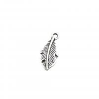 Zinc Alloy Feather Pendants, antique silver color plated, vintage & DIY Approx 