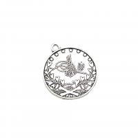 Zinc Alloy Jewelry Pendants, Flat Round, antique silver color plated, vintage & DIY Approx 