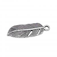 Zinc Alloy Feather Pendants, antique silver color plated, vintage & DIY Approx 