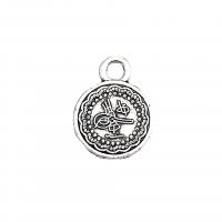 Zinc Alloy Jewelry Pendants, Flat Round, antique silver color plated, vintage & DIY Approx 