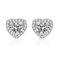 Rhinestone Brass Stud Earring, platinum plated, for woman & with rhinestone 5-6mm 