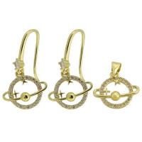 Micro cúbicos Circonia allanar sistemas de la joyería de cobre amarillo, metal, chapado en color dorado, 2 piezas & diferentes estilos para la opción & micro arcilla de zirconia cúbica & para mujer, dos diferentes colores, Vendido por UD