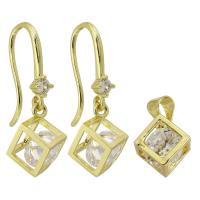 Micro cúbicos Circonia allanar sistemas de la joyería de cobre amarillo, metal, chapado en color dorado, 2 piezas & diferentes estilos para la opción & micro arcilla de zirconia cúbica & para mujer, dos diferentes colores, Vendido por UD