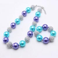 Acrylic Children Jewelry Sets, with Plastic Pearl & Zinc Alloy, with 2.36inch extender chain, handmade, Girl & fashion jewelry 18mm,20mm Approx 17.71 Inch 