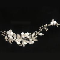 Headband, Zinc Alloy, with Seedbead & Plastic Pearl, fashion jewelry & for woman & with rhinestone, white 